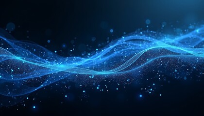 Abstract Modern Blue and Black Background With Shining Lights Effect, Lines and Glitter, Cool Desktop Wallpaper, Presentation Backdrop