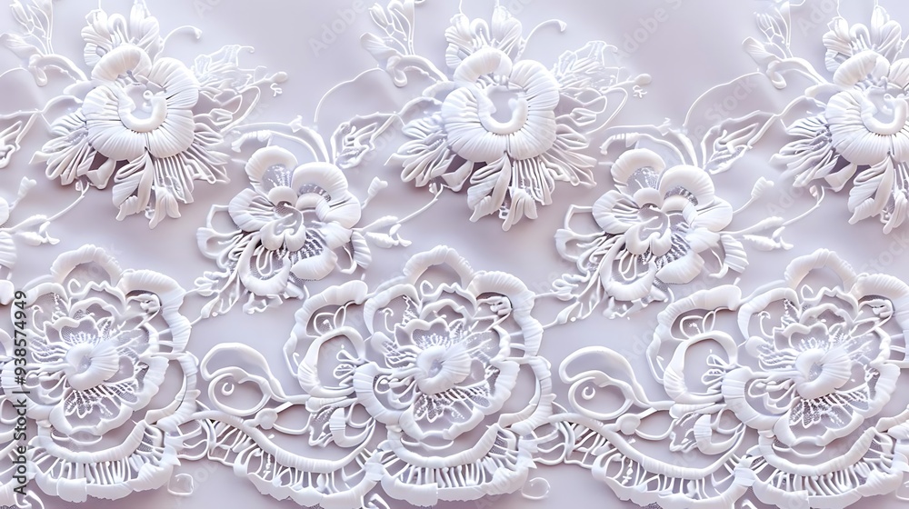 Canvas Prints A detailed white lace design featuring floral patterns, ideal for fashion or decorative purposes.