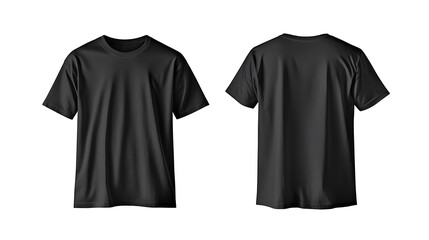 plain black t-shirt mockup design. front and rear view. isolated on a white background.