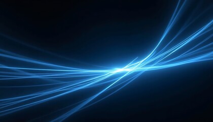 Abstract Modern Blue and Black Background With Shining Lights Effect, Lines and Glitter, Cool Desktop Wallpaper, Presentation Backdrop