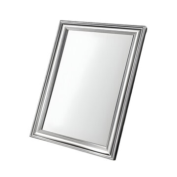 recommend clip art: Ornate silver picture frame with a plain mirror isolated on a transparent background.