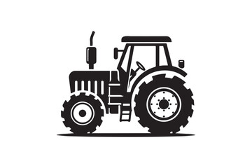 Tractor silhouette minimalist clipart vector art illustration.