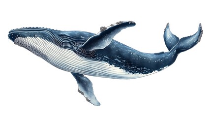 Fototapeta premium Big whale illustration. isolated on white background
