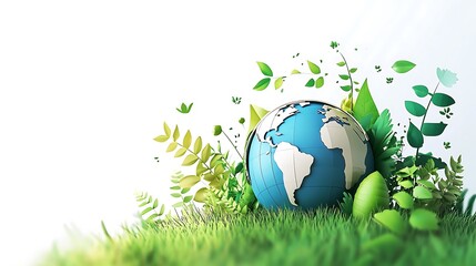 Fototapeta premium Earth day concept on white background, World environment day