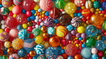 Fototapeta premium A delectable array of vibrant candies, featuring an assortment of playful and eye-catching hues.