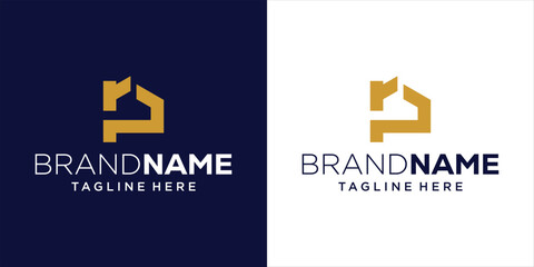 Creative RP Logo Design in House Shape, for Construction, House, Real Estate, Building, Property, Design Inspiration, Illustration, Vector