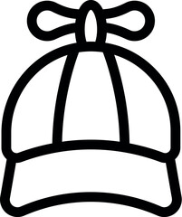 Simple line art illustration of a baseball cap with a propeller on top