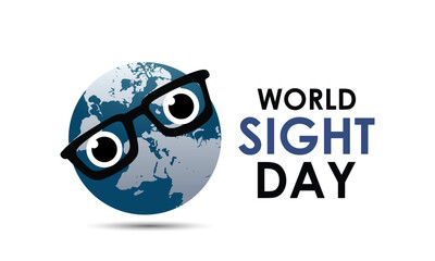 Vector illustration design concept of world sight day observed on october. Eyes with world map banner poster, flyer and background design template.