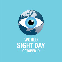 Obraz premium Vector illustration design concept of world sight day observed on october. Eyes with world map banner poster, flyer and background design template.