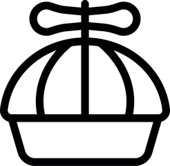 Simple black and white vector icon of a bamboo steamer basket with a lid