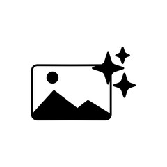 AI generate image icon. Image enhancement, improve quality and generative by Machine learning. AI enters by command prompt to generate ideas. Icon element for apps web. Vector illustration.