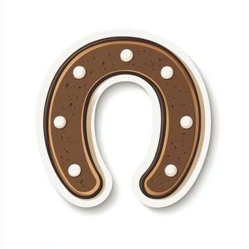 recommend clip art: Sticker of a horseshoe in circle shape, flat vector illustration, on white background, digital sticker, clipart, icon 