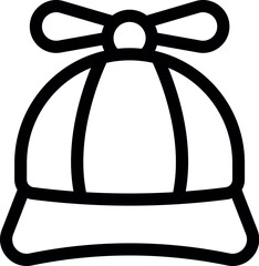 Simple line icon representing a child hat with a propeller, evoking fun and imagination