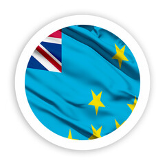 Tuvalu Waving Flag with White Rounded Circle Frame 
