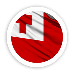 Tonga Waving Flag with White Rounded Circle Frame 