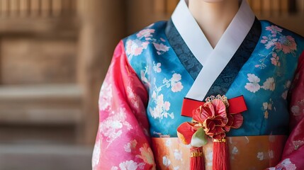 Elegant and vibrant traditional Korean hanbok dress worn during the Chuseok harvest festival the rich cultural heritage and design of Korean fashion