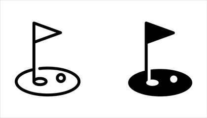 Golf line icon set. Golf yard outline vector icon Symbol on white background