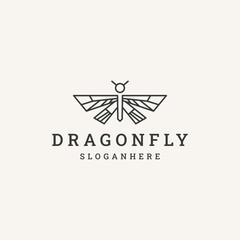 Dragonfly logo vector icon illustration hipster vintage