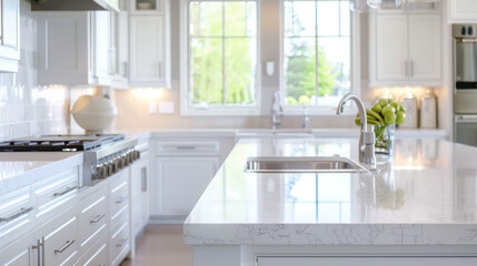 A pristine kitchen featuring clean countertops and well-maintained cabinets, offering a serene environment.