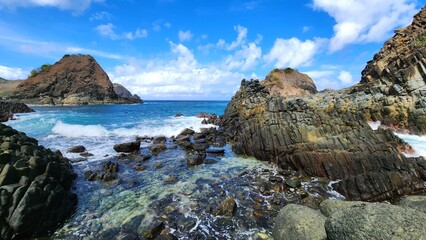 Rocky coast line of the sea