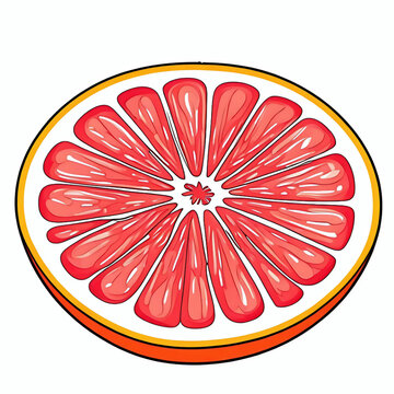 recommend clip art: Half slice of grapefruit illustration, food clip art design element isolated on white background