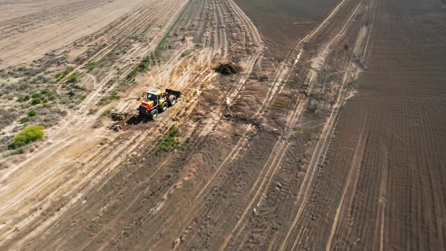 Aerial View of land clearing Footage 4K