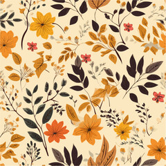 Vintage autumn paper seamless pattern