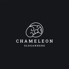 chameleon logo design vector line style