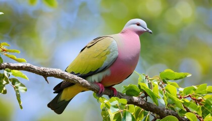 Obraz premium Vibrant parrot perched on branch natures beauty captured