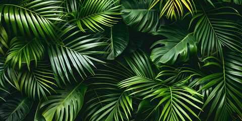 Dense Green Palm Leaf Texture