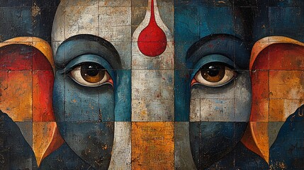 A contemporary Ganesha in an abstract, minimalistic style, focusing on simple lines and bold colors to represent his divine essence.