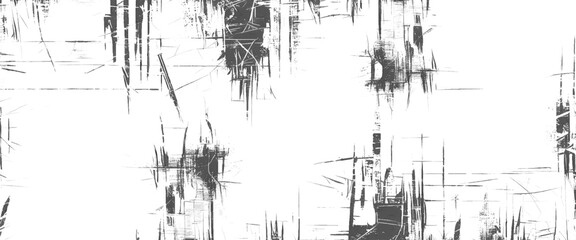 Vector white and black sketches line texture  distressed overlay texture of cracked concrete.
