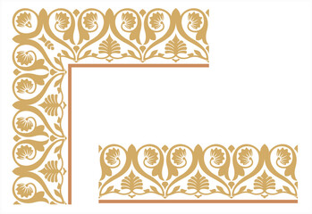 Vector illustration of golden frame corner border element design. Suitable for frames, covers, decorations, etc