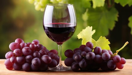 Fototapeta premium Savor the moment with a glass of red wine and a bunch of grapes