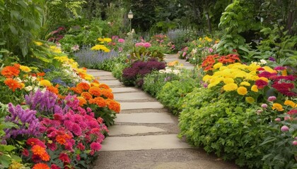  A vibrant garden path leading to a serene retreat