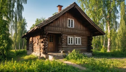 Obraz premium Cozy log cabin in the woods perfect for a serene getaway