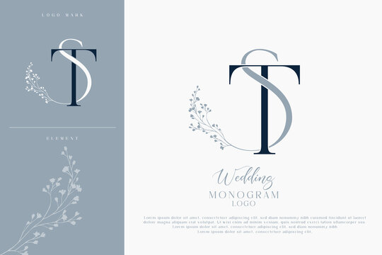 st ts wedding initial monogram logo