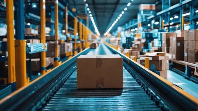 A conveyor belt with boxes on it