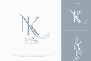 kn wedding initial modern and monogram digital logo
