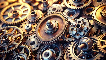 Close-up of intricate mechanical gears and machinery, mechanical, gears, machinery, close-up, intricate, metal