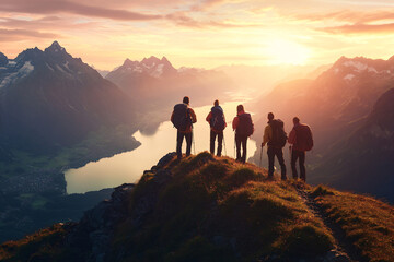 Fototapeta premium Hikers Mountain Sunrise.