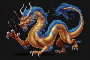 Fototapeta premium Majestic Golden Dragon Illustration