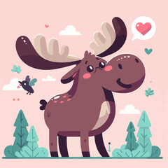 Obraz premium a moose in winter in Mountains ILLUSTRATION