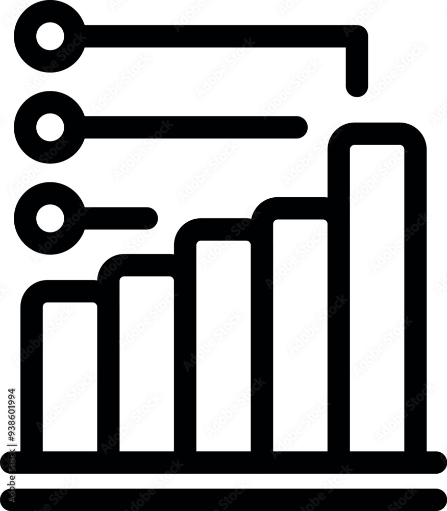 Canvas Prints simple vector icon of a bar graph showing positive growth with a rising line