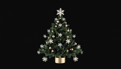 Obraz premium Elegant Christmas tree with gold ornaments and snowflakes