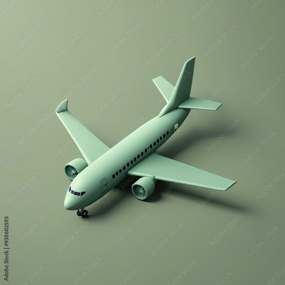 Wall mural airplane model on green background