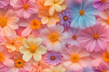 Obraz premium Padrão floral perfeito e contínuo com flores coloridas em tons vibrantes, criado por IA generativa 