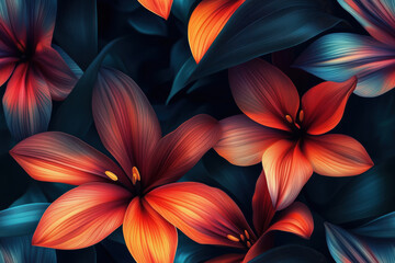 Padr&atilde;o floral perfeito e cont&iacute;nuo com flores coloridas em tons vibrantes, criado por IA generativa
