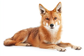 A Red Fox Lying Down With Its Paws Extended