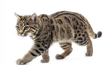 Obraz premium A Tabby Cat Walking With Its Left Paw Extended Forward